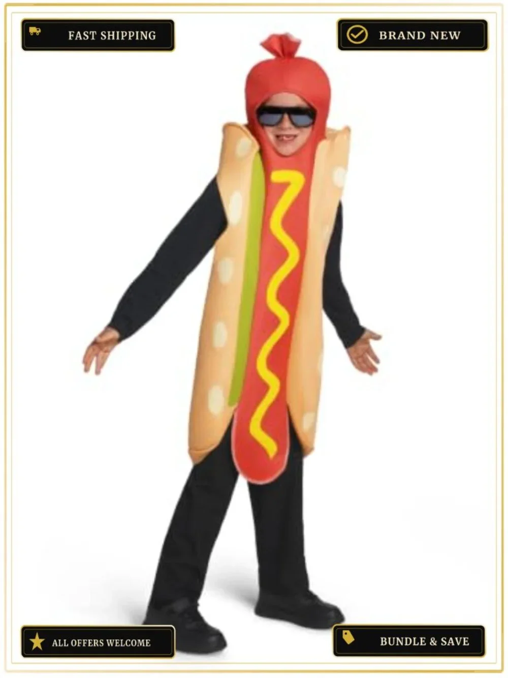Kids Hot Dog Costume Unisex Food Themed Halloween Dress Up